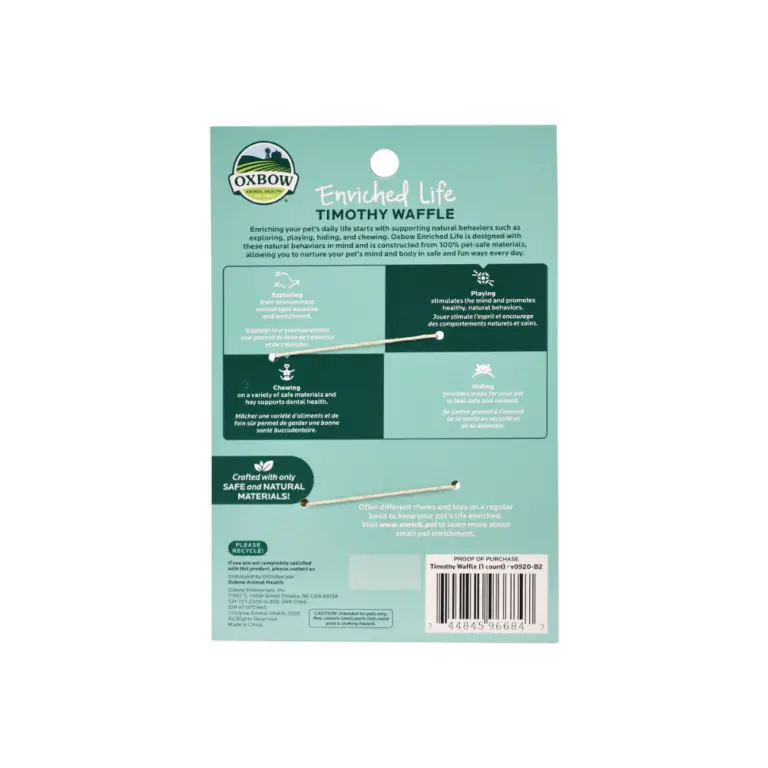 Oxbow Enriched Life Timothy Waffle Small Animal Toy Guinea Pig Den